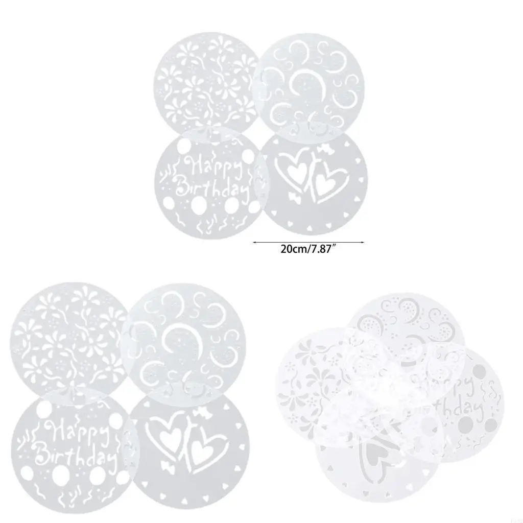 F19B 4 Pack Unique Cake Stencils Cake Molds Flower Cake Molds Stencils Birthday Cake Mold for Cake Decorations