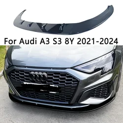 For Audi A3 S-Line S3 8Y TDI TFSI Saloon / Sportback 2021-2024 Car Front Bumper Lip Chin Spoiler Splitter Bodykit Tuning Trim