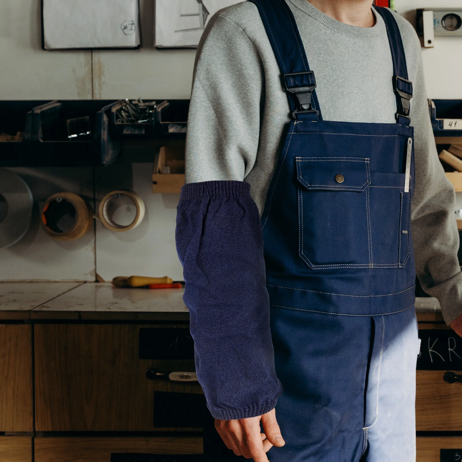 

2pcs Labor Safety Arm Sleeves Thickened Denim Protective Covers For Kitchen Garden Housework Washing Unisex Work Protection