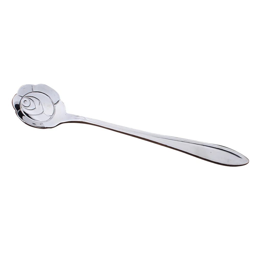 

4Pcs Stainless Steel Coffee Scoop Flower Design No Harmful Substances Kitchen Restaurant Use Silver Coffee Scoop