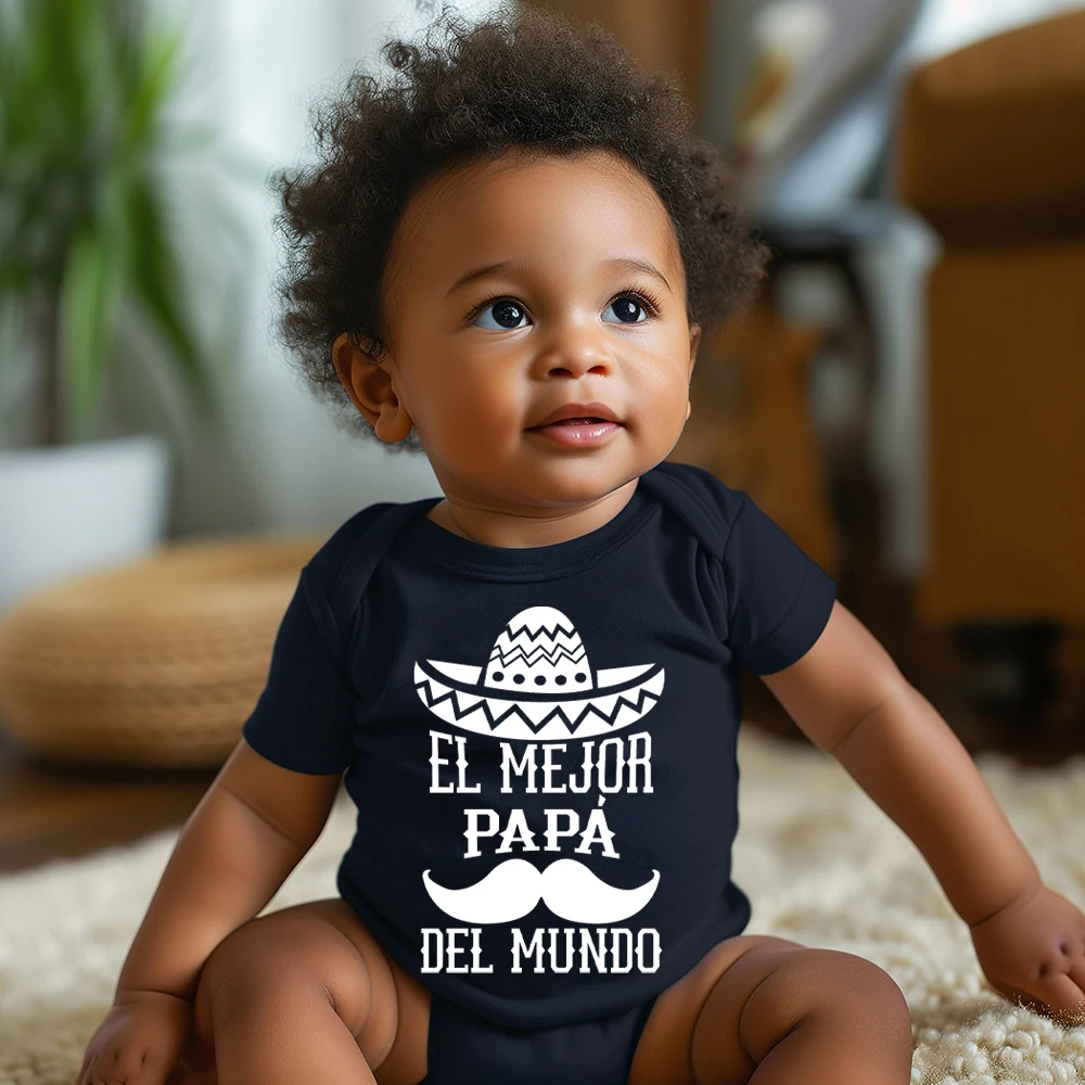 

EL MEJOR PAPA DEL MUNDO Baby Romper Girls Boys Casual Newborn Bodysuit Short Sleeve Round Neck Jumpsuits Best Present To Babys