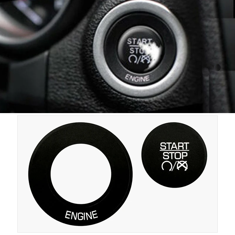 1Pc Car Black Engine Button Repair Decal Sticker Kit One Click Start Switch Button Repair Sticker For DOOGE 11-14 Car Accessory