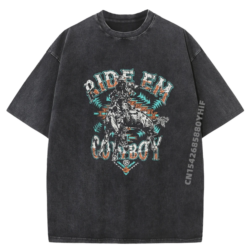 

Ride Em Cowboy Cool Labor Day, большие женские топы и футболки из чистого хлопка, мужские футболки с короткими рукавами и стираным рисунком