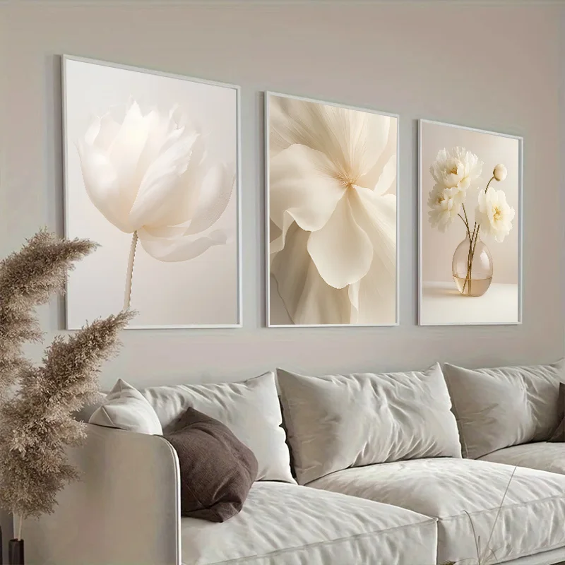 3Pcs Modern Minimalist Floral Poster Nordic Botanical Wall Art Canvas Print Decorative Painting Home Decor for Bedroom Hallway