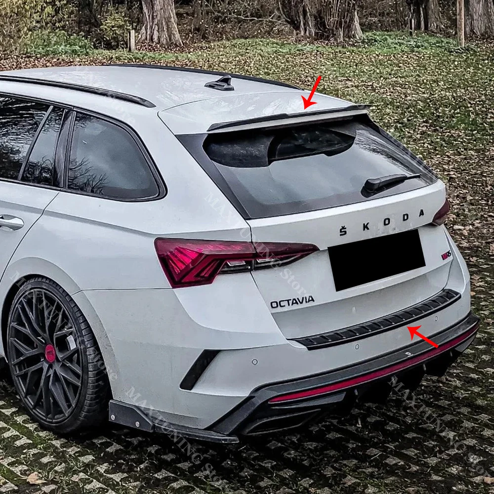 Maxton Style Trunk Roof Spoiler Caps For Skoda Octavia MK4 Standard RS vRS Combi 2020-2025 Tail Wing Splitter Body Kit Tuning