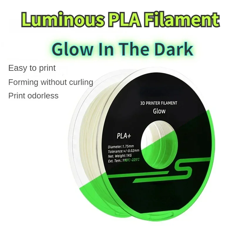 Luminous PLA Filament,Glow PLA Luminous Filament 1.75mm Glow In The Dark,1kg Spool, Fit FDM Printer Green/Blue Glow in Dark