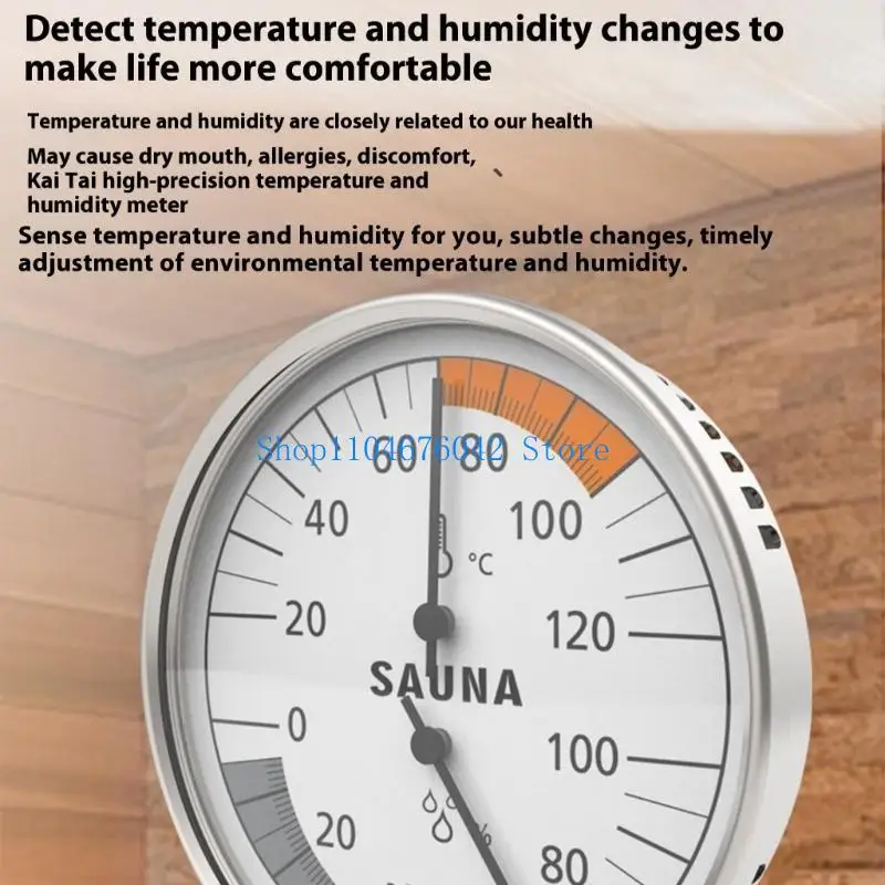 652F Mechanical Sauna Thermometers Hygrometer Wall Mounted Temperature Humidity Gauge Meter With Large Dials For Steam Room