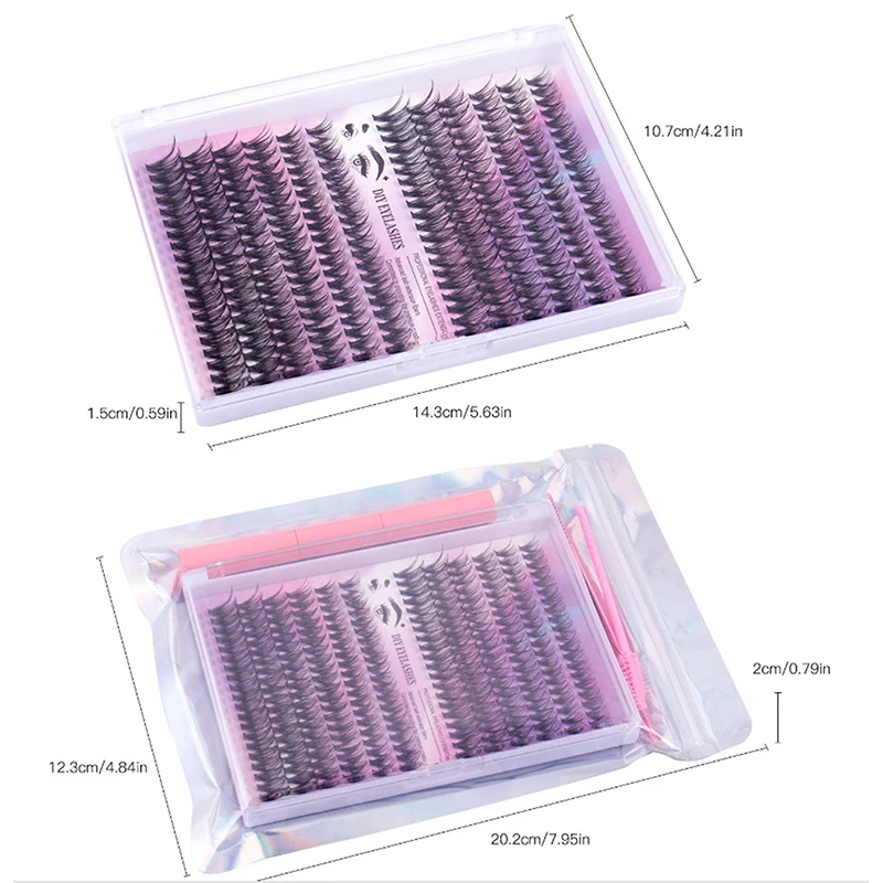 DIY Eyelash Set 240pcs Individual Lashes Cluster D Curl, 10-16mm Mix Lash Clusters With Lash Bond，Seal And Lash Applicator Tool