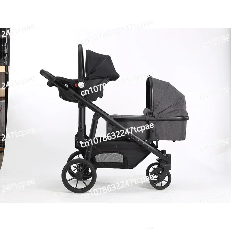 European Twin Baby Stroller Wholesale Foldable 3-in-1 Pram Car Seat Infant Cart Double Seat Pushchair EVA Alloy Newborn Toddler