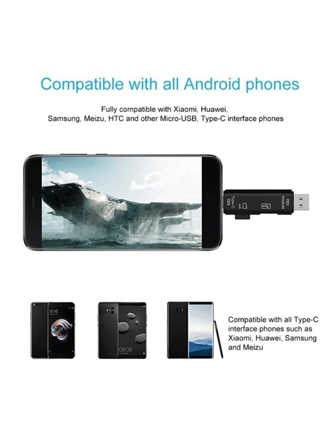 5 in 1 Multifunction USB 3.0 Type-C/Usb /Micro Usb/Tf Memory Card Reader High-speed Computer OTG Card Reader Adapter Cardreaders