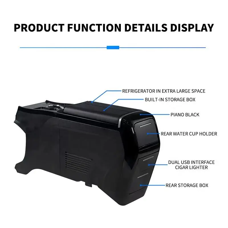 Elysion Car SUV Truck Center Console Organizer Box With Cupholder Wireless Charger USB Ports view 2