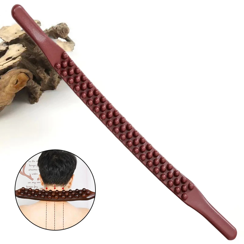 New 59 Beads Universal Back Massage Tendons Scraping Stick Point  Gua Sha Relax Therapy Tool Abdominal Massager(Plastic)