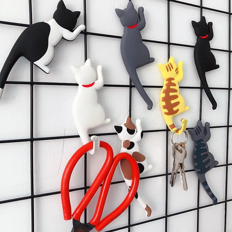 Cute Cat-Tail Fridge Magnet Creative Strong Magnetic Hook for Hanging Keys Towels Utensils Perfect for The Home Kitchen Bathroom