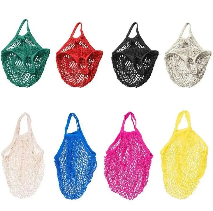 Sundries Storage Bags Multifunction Fruits Vegetable Mesh Pouch Portable Shopping Net Bag Cotton Material Wholesale