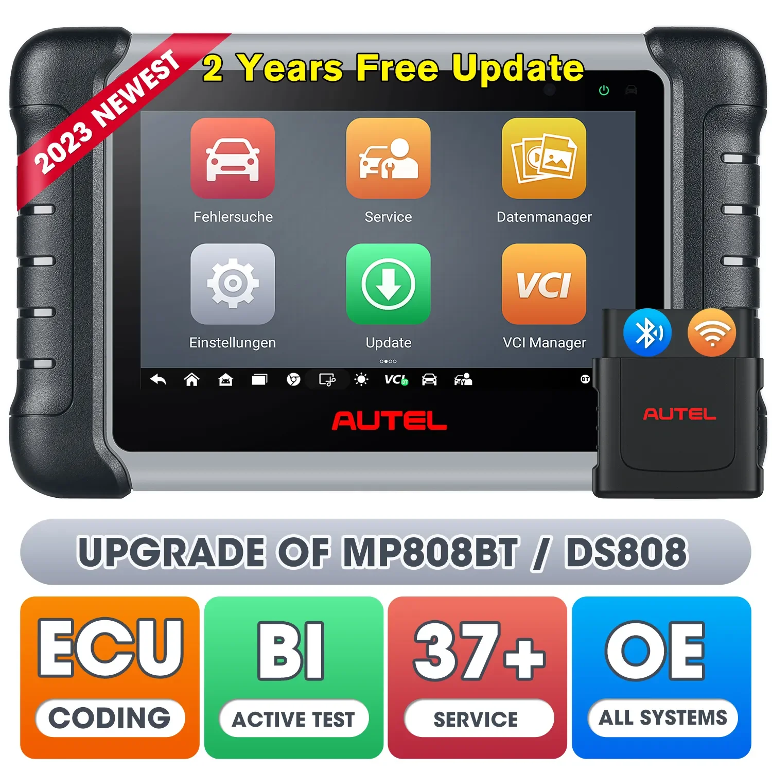 

Autel OBD2 Scanner MaxiPRO MP808BT PRO Car Diagnostic Tool Upgrade Version of MP808BT Active Test Special Service ECU Coding