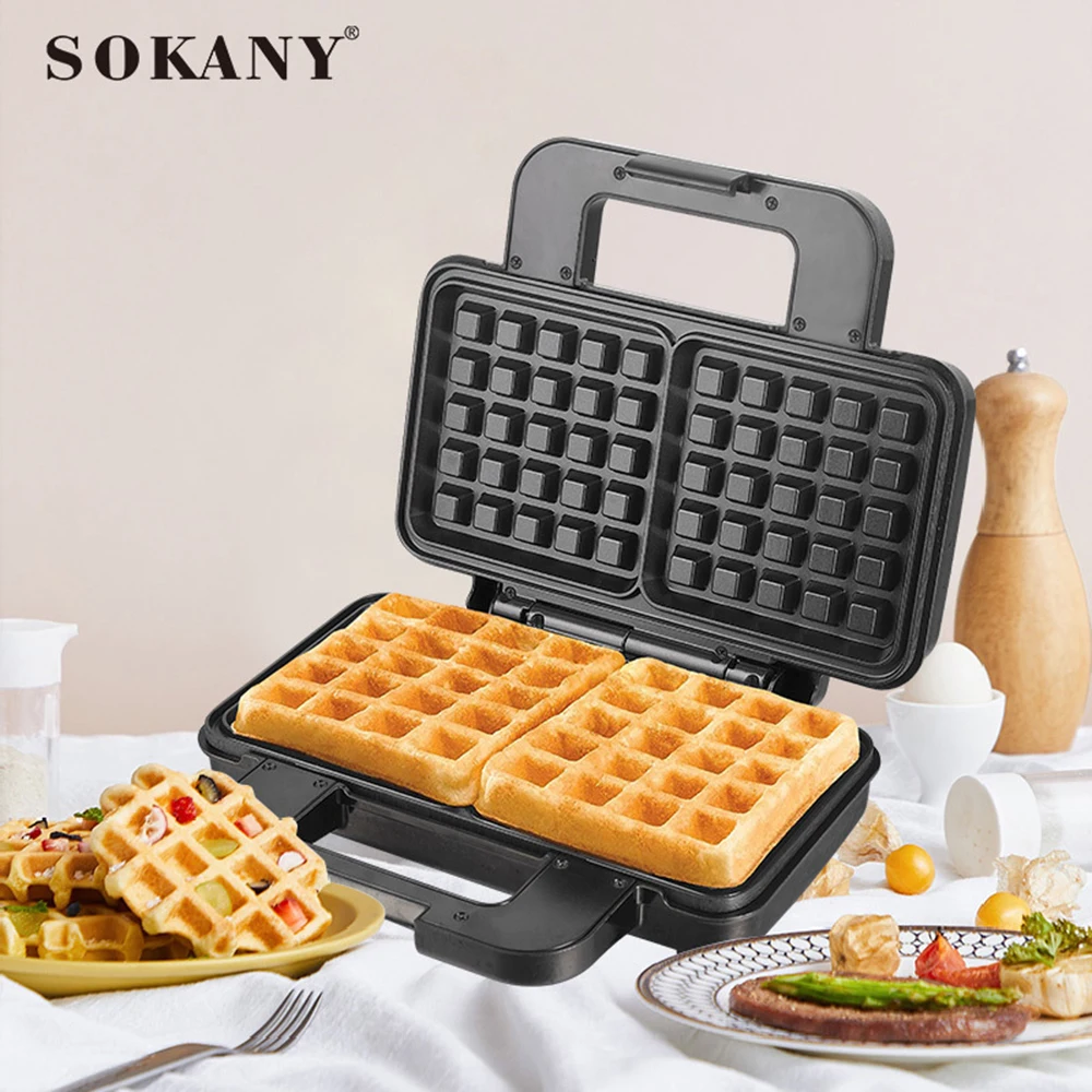 Electric Waffle Maker 2 Pan Non-Stick Coating Double Heating Egg Cake Oven Pancake Egg Waffle Cake Griddle Cooking Machine 1000W