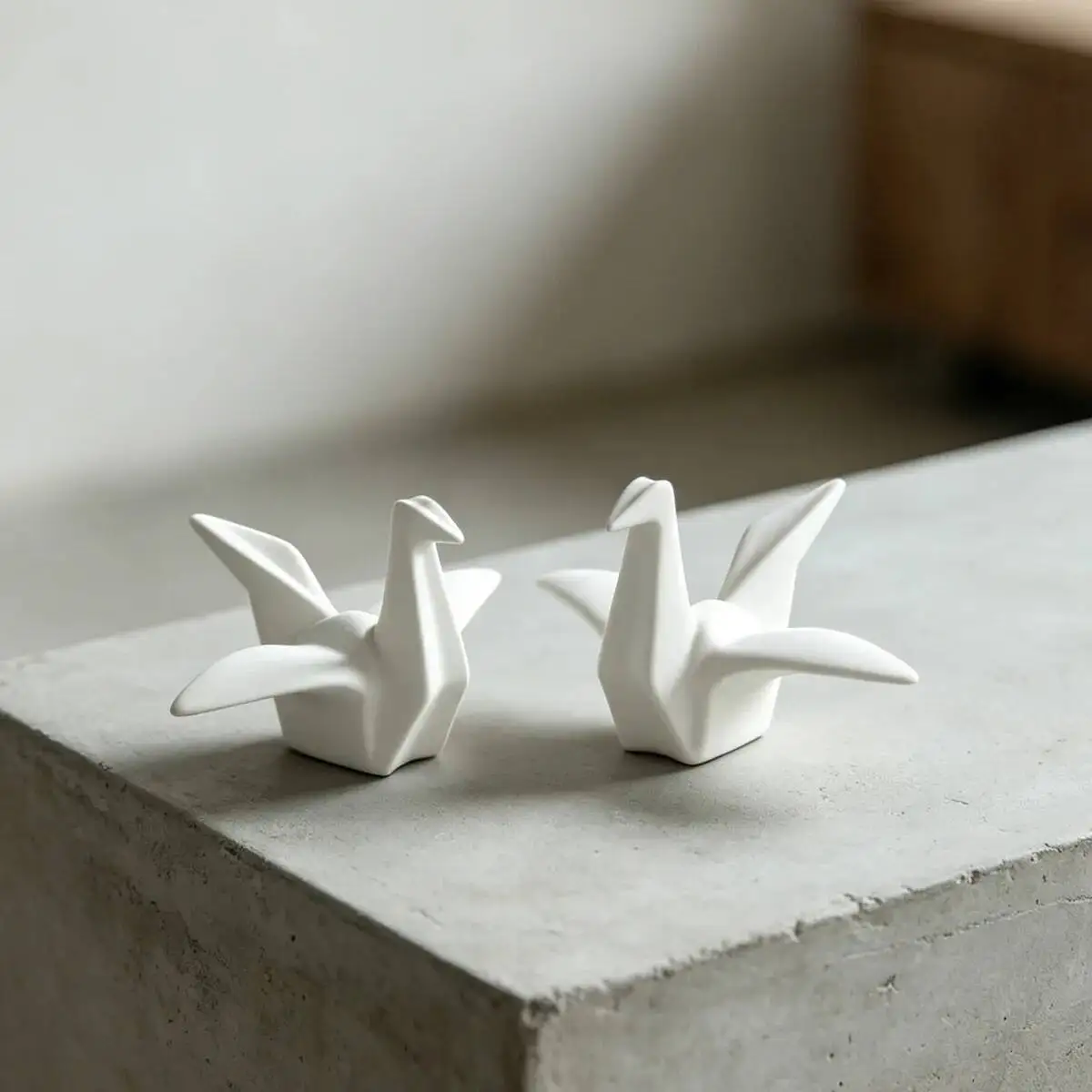 Creative White Ceramic Paper Cranes Geometric Origami Decorative Item Paper Crane Handicrafts Home Decoration Accessories