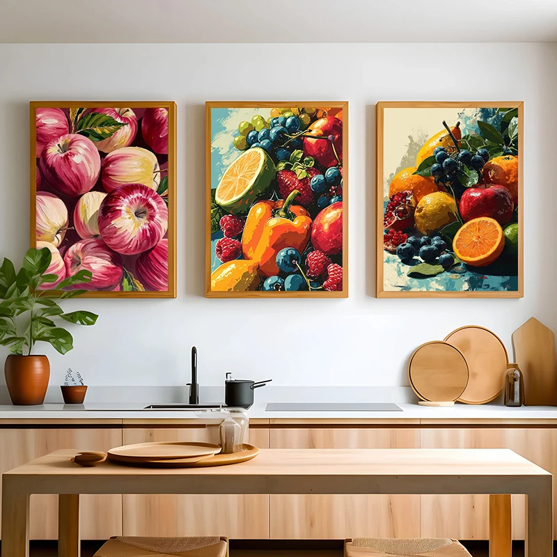 Still Life Apple Orange Fig Poster Grapes Pomegranate Pineapple Strawberry Canvas Painting Wall Art Print Kitchen Home Decor