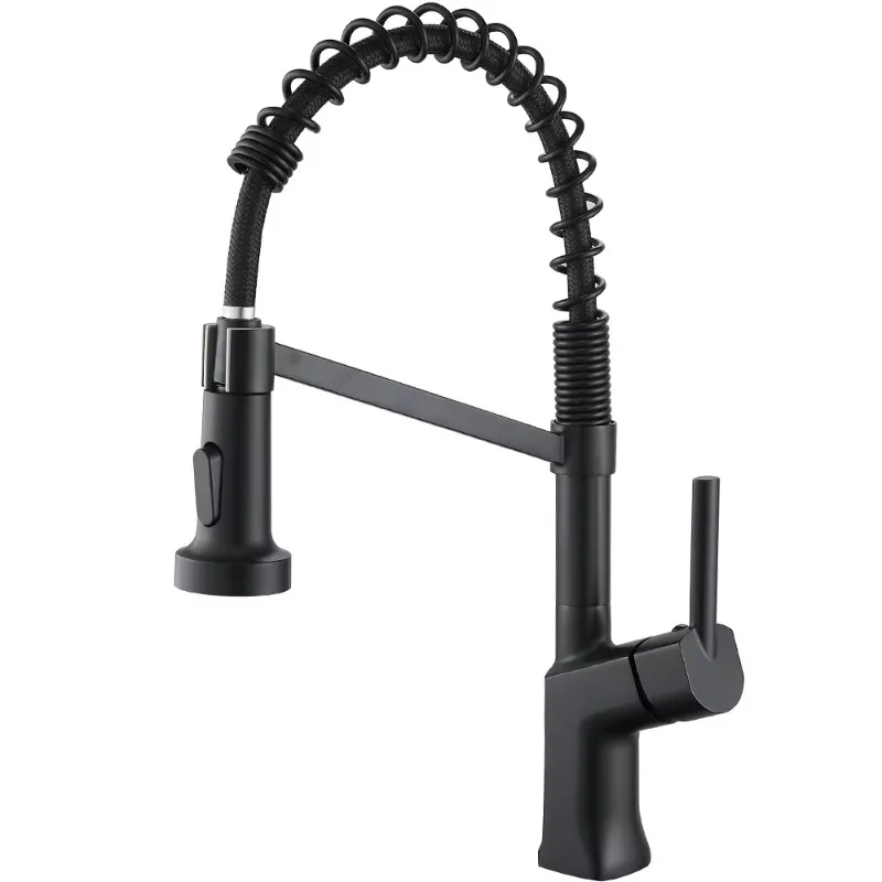 

Kitchen faucet rotates to pull hot and cold, retractable splash-proof vegetable basin