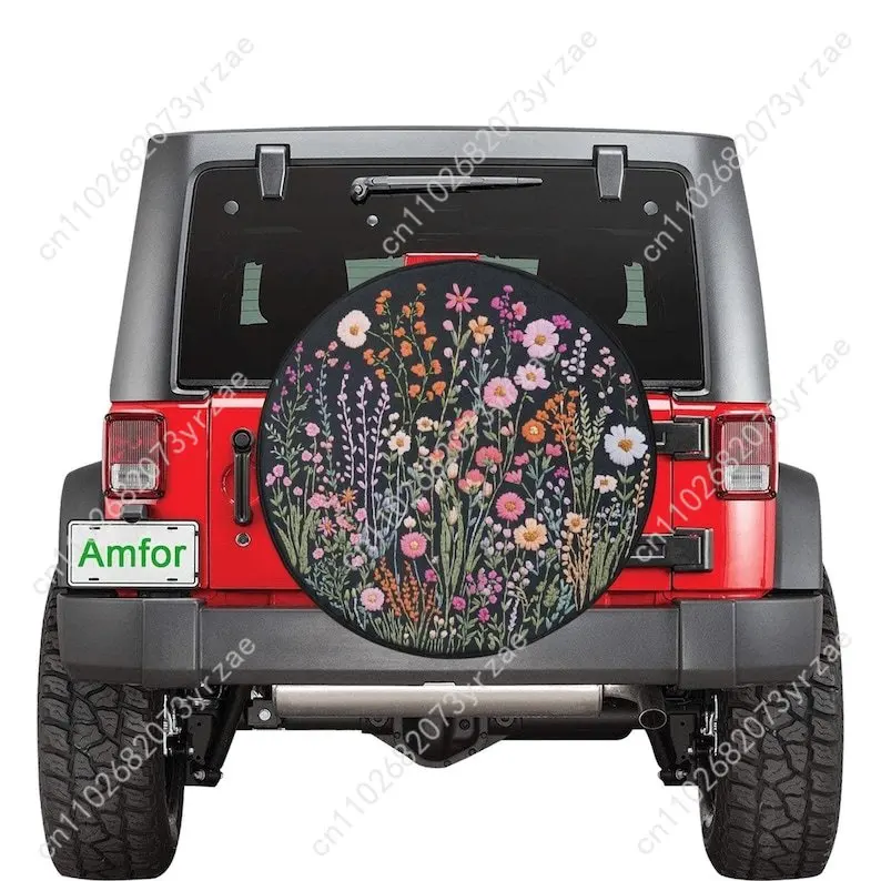 

Wild Flowers Various Models Spare Car Tire Cover Sand Dust Prevention Protect Wind Rain Tire Cover Sturdy Durable Tire Covers