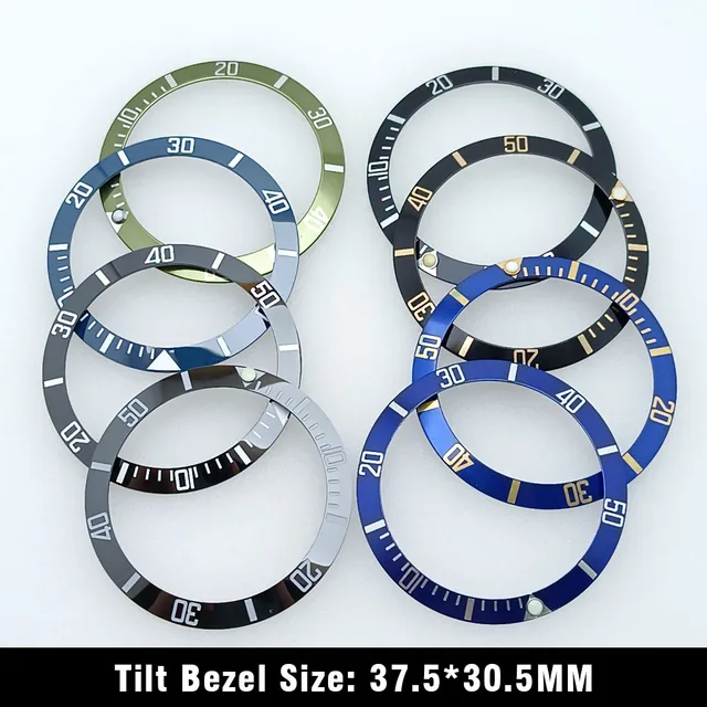 37.5*30.5mm pochylona aluminiowa/ceramiczna ramka wkładka wymiana akcesoria do zegarków części etui na zegarek wymień akcesoria pierścień do zegarka