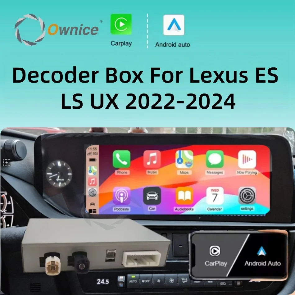 Ownice Android 13 Upgrade Decoder Box Wireless CarPlay Auto For Lexus ES200 LS UX 2022 2023 2024 Support 360