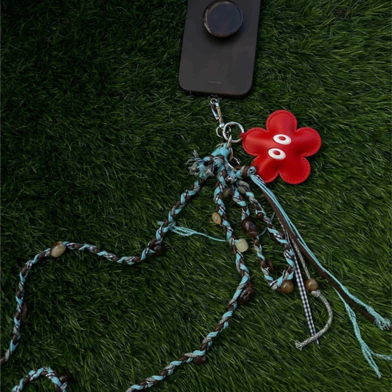 Phone Chain Creative Funny Fashion 3D Flower Handmade Weaving Neck Hanging Crossbody Bag Pendant Ethnic Style Kawaii Keychain