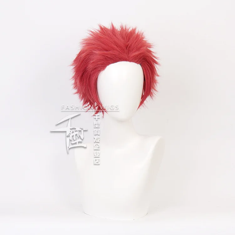 Akaza Косплей Парик Красные Колючие Синтетические Волосы Для Мужчин Аниме Ролевые Игры 30 см Короткие Парики Comic-con Сценическое Платье Аксессуары Для Костюмов