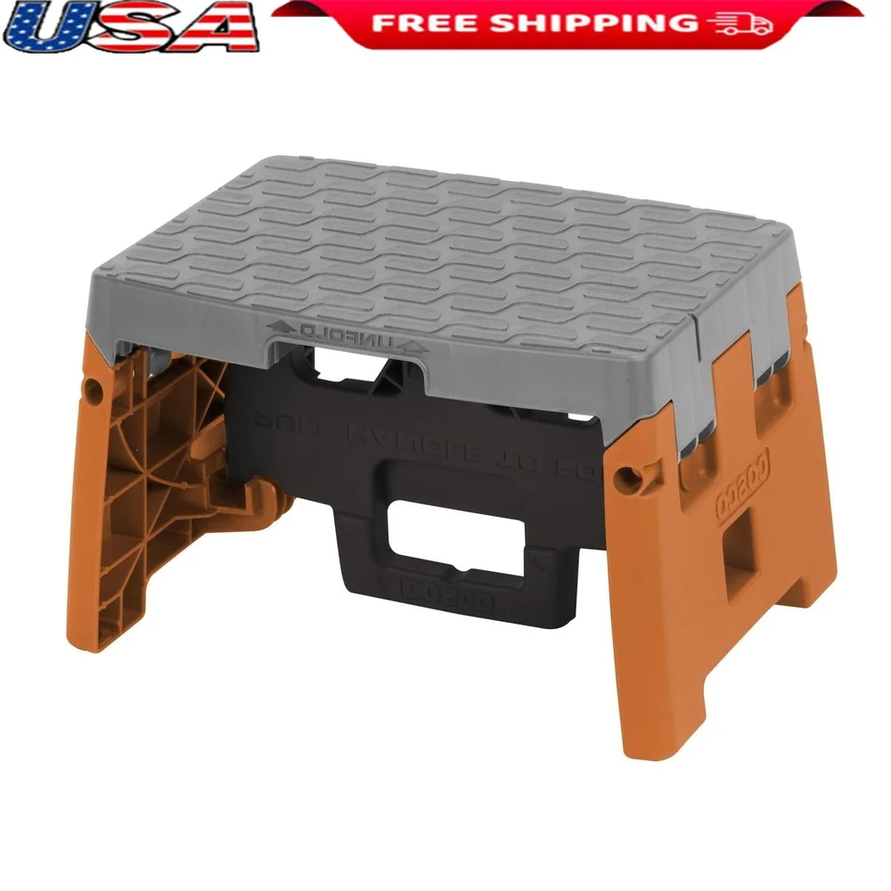 Lightweight Folding Step Stool 300lb Capacity Compact Design Slip Resistant Large Base Easy Storage and Transport
