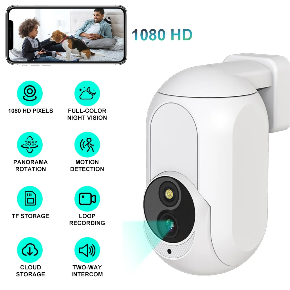 K7 Wall Plug In Camera  360° 1080P Home Security Protection Tuya APP Night Vision Lamp Light IP Cameras