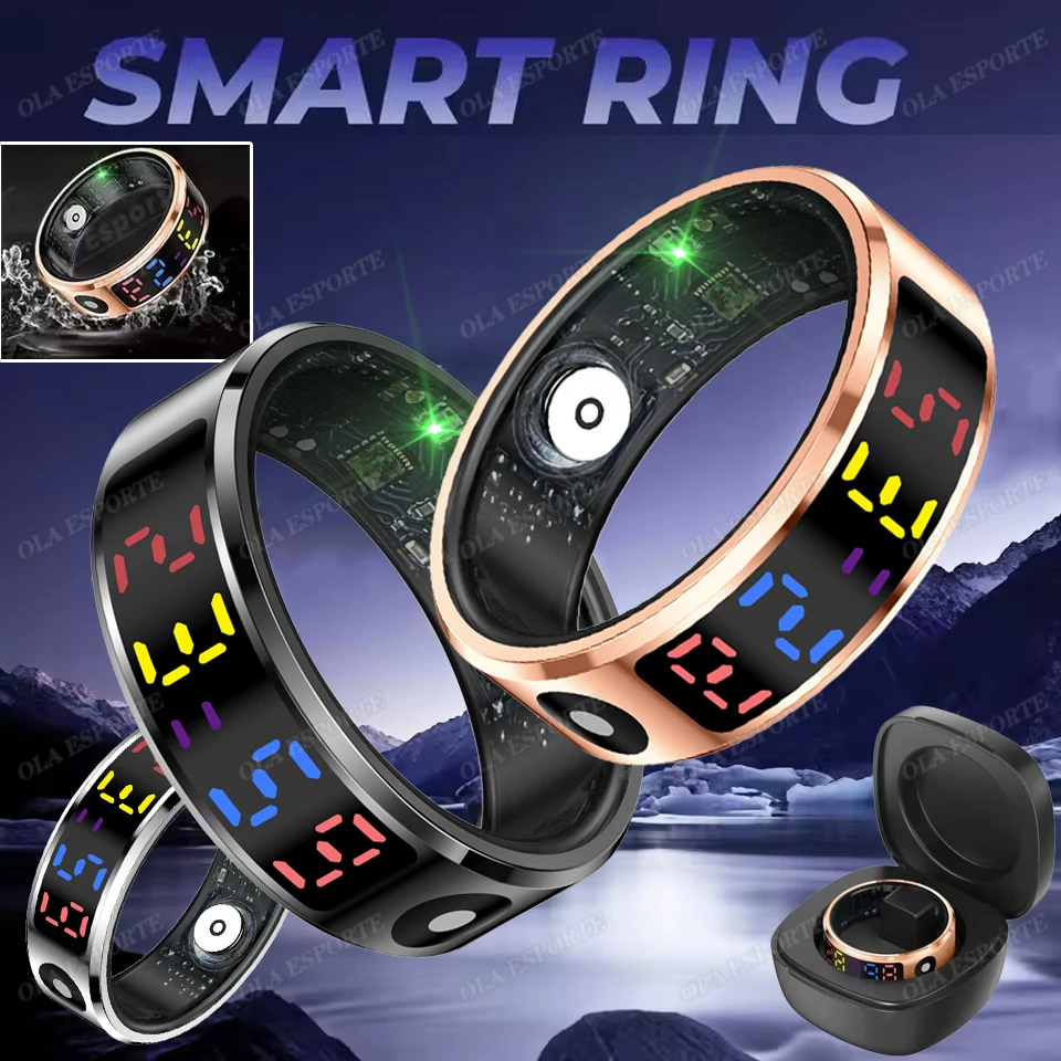 

Смарт-кольцо R12 2025 года с цветным экраном и сенсорным экраном, зарядное устройство, менеджер о здоровье, 5 водонепроницаемых смартфонов для банкоматов для мужчин и женщин