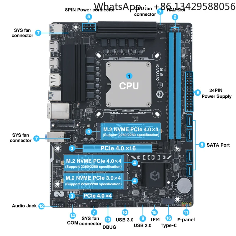 ERYINFG MODT Professional I9 14900HX CPU LGA 1151 Motherboard DDR4 RAM Interposer Kit DIY Gaming 24C32T Desktop for New Product