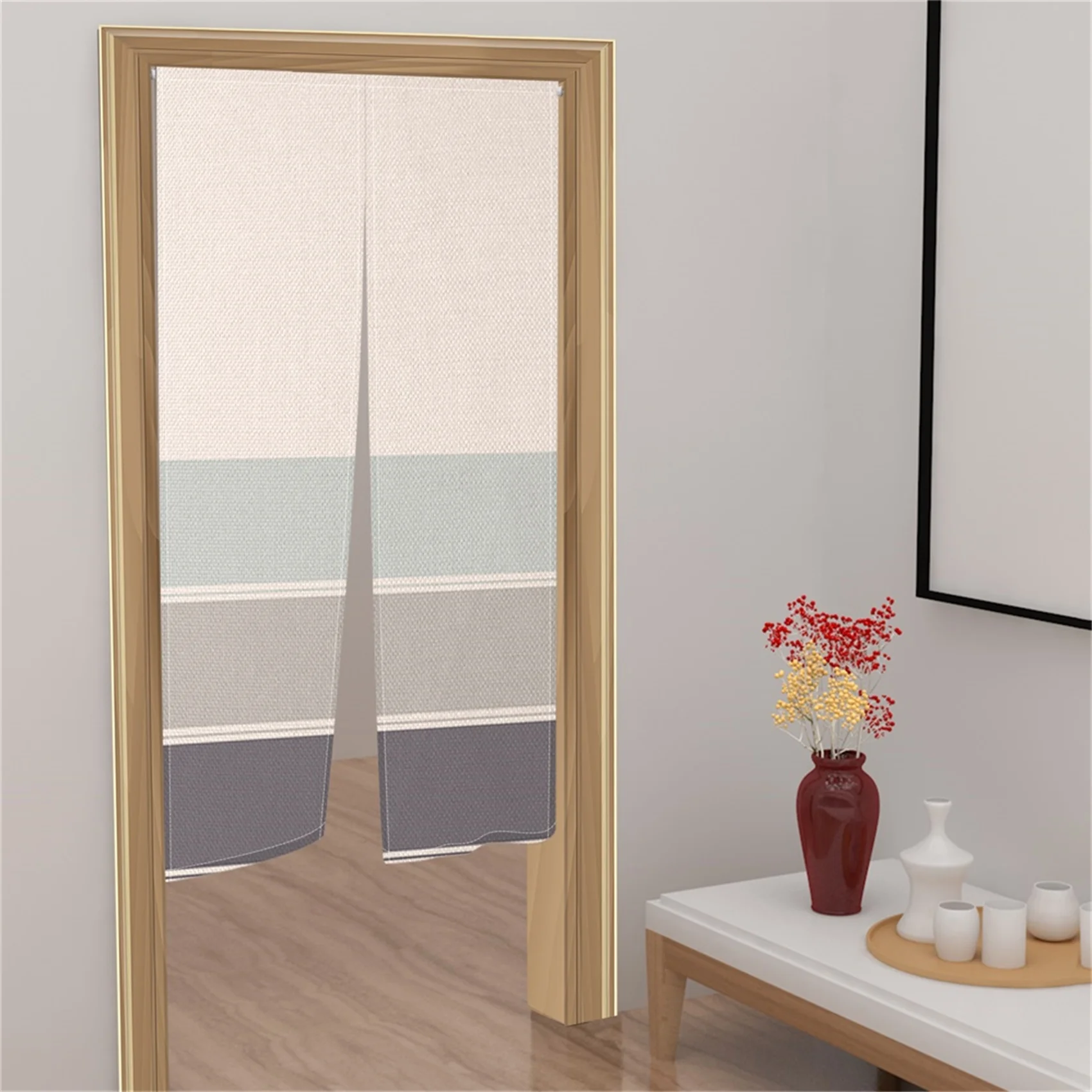 

Solid Gradient Color Japanese Door Curtain for Kitchen Bedroom Living Room Restaurant Doorway Decoration Partition Linen Curtain