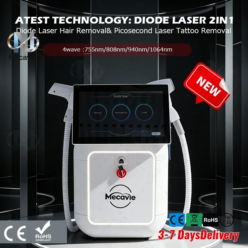 Advanced 808nm Diode Laser Hair Removal Device 4000W 2in1 Hair Pico Laser Machine Ice Cooling System No Hair Removal Wax Needed
