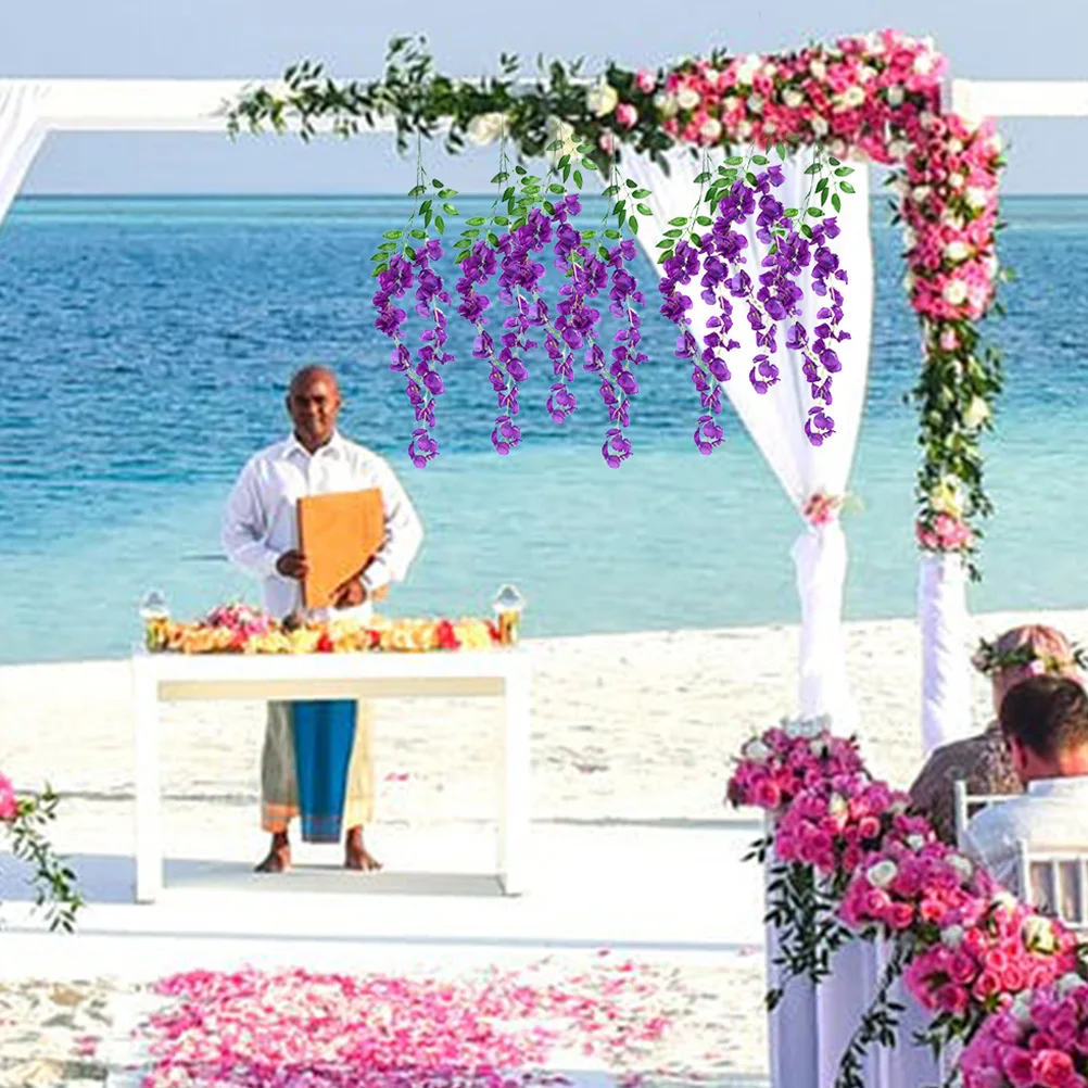 

12Pcs Fake Wisteria Vines Hanging Flowers Artificial Flower Garland Wedding Party Home Wall Decoration Wisteria Hanging Flowers