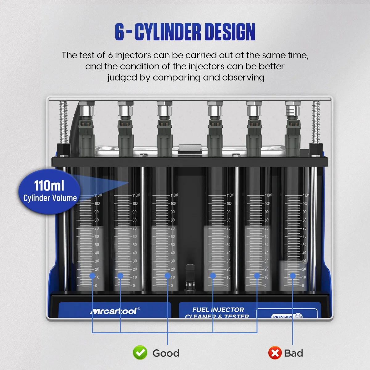 MR CARTOOL Auto GDI Kraftstoffeinspritzungs-Tester und Reinigungsmaschine für 6 Zylinder, Automotive Piezo-Einspritzdüsen-Reiniger V310 PK AUTOOL CT400 – Detail 8