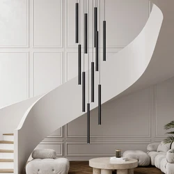 Lámpara colgante LED larga para sala de estar, foco moderno para Villa, escalera, iluminación interior, candelabro Tubular