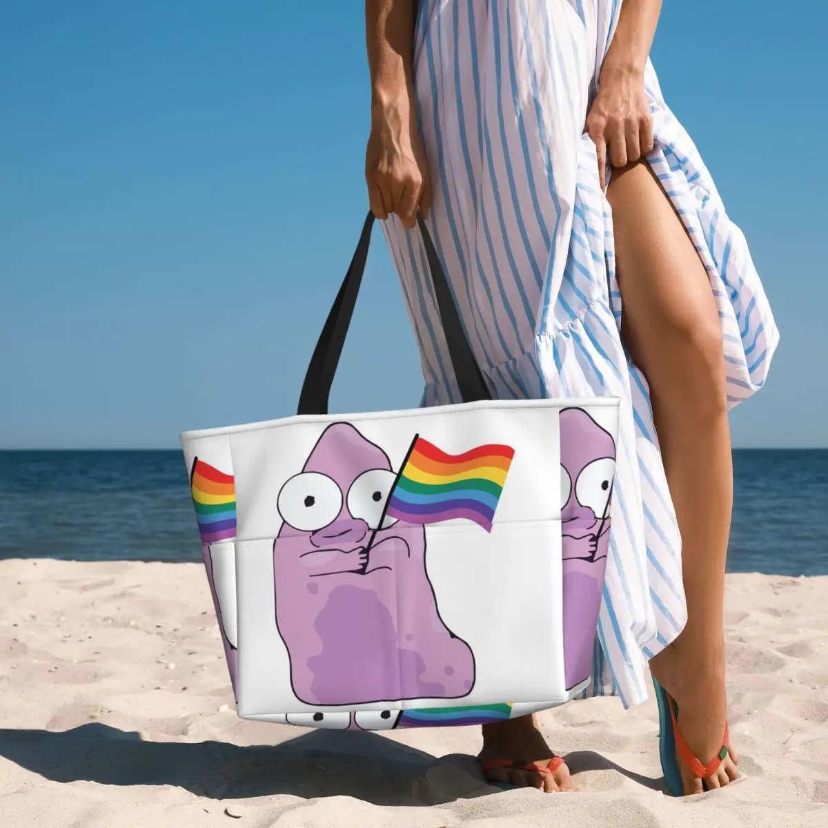 

Cartoon Solar Opposites Holding Pride Flag Beach Tote Bag Sport Gym Yoga Duffle Large Tote Bag Women Travel Bag Fitness bag