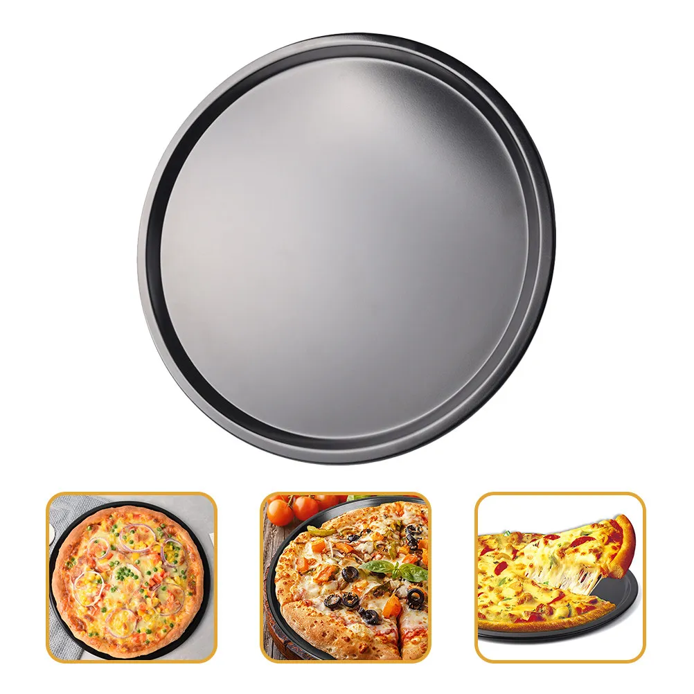 

2Pcs High Quality Round Non-Stick Carbon Steel Pizza Pan for Oven Baking Versatile Bakeware for Pizza Bread Cakes Cookies