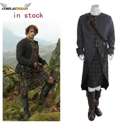 (Disponibile) Outlander stagione 1 jaime Fraser Cosplay Costme uniforme vestito 15th Scottish Highland uniforme da uomo Set Costume di Halloween