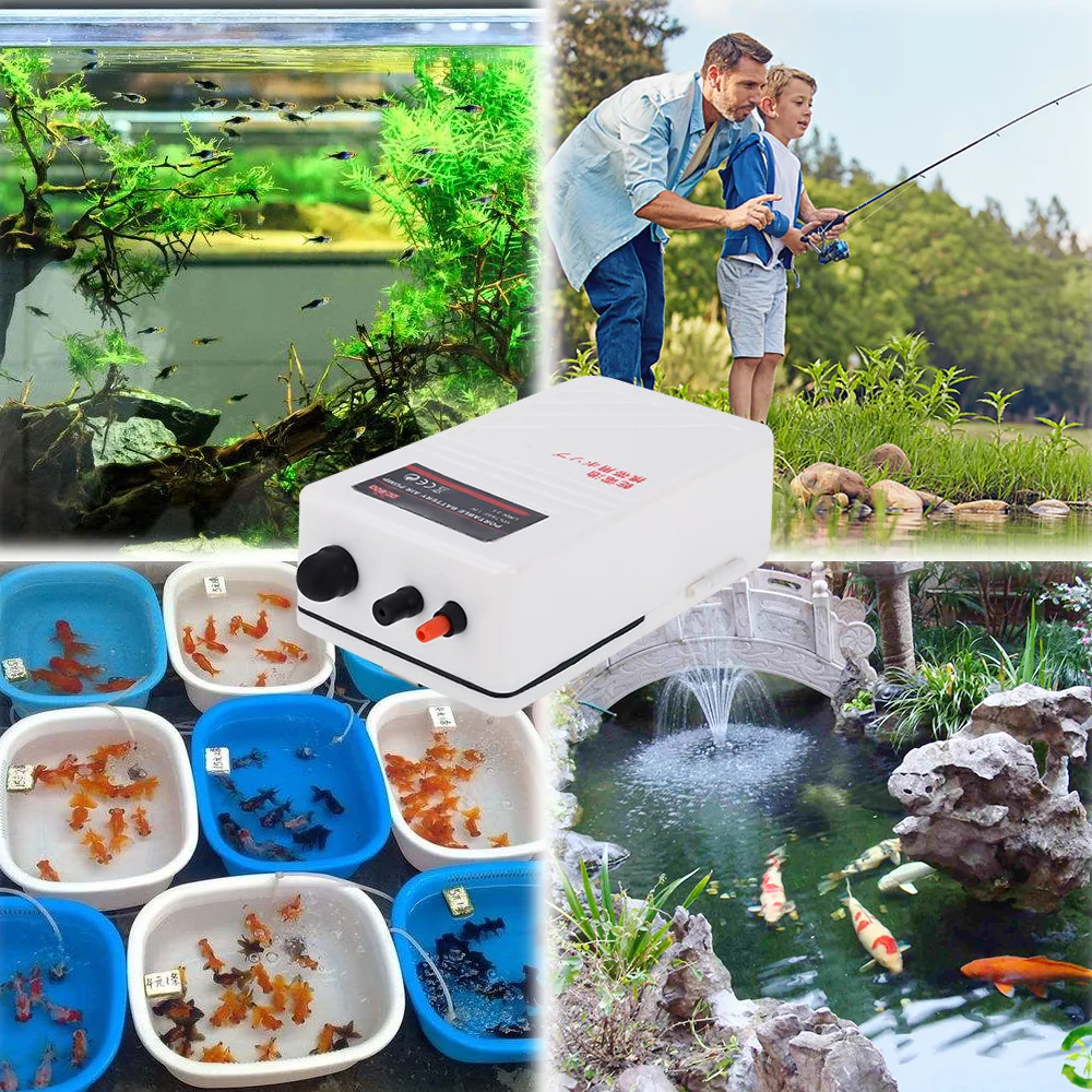 Portable Aquarium Air Pump Battery Power Oxygen Pump For Outdoor Fishing 2L/Min Fish Tank Ultra-Quiet Aquatic Backup Pump