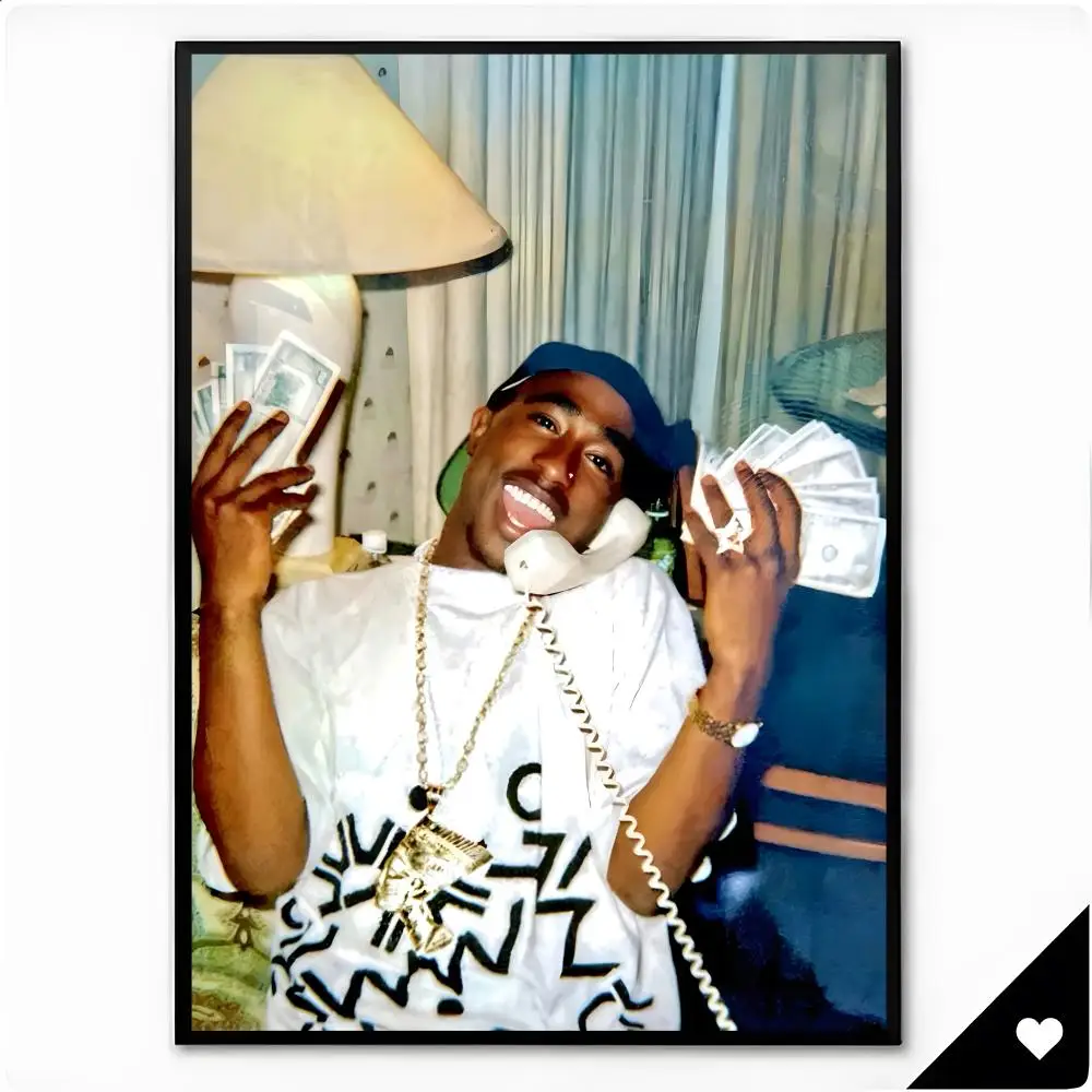 Singer Hip Hop Icon Tupac Shakur Poster Framed Wall Art Painting for Living Room Interior Decor and Gift Options
