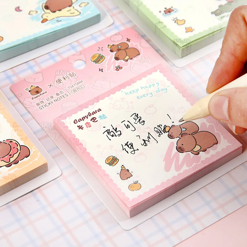 Imagem -03 - Feliz Capybara Memo Pad n Times Sticky Notes para Fazer a Lista Planejador Adesivo Papelaria Bonito Art Supplies Deco Presente Pcs por Lote