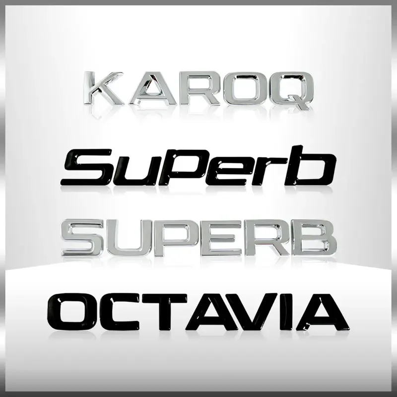

Car Rear Trunk Emblem Chrome Badge Sticker For SKODA OCTAVIA SUPERB KAROQ FABIA RAPID 4x4 YETI Letter Logo Decor Accessories