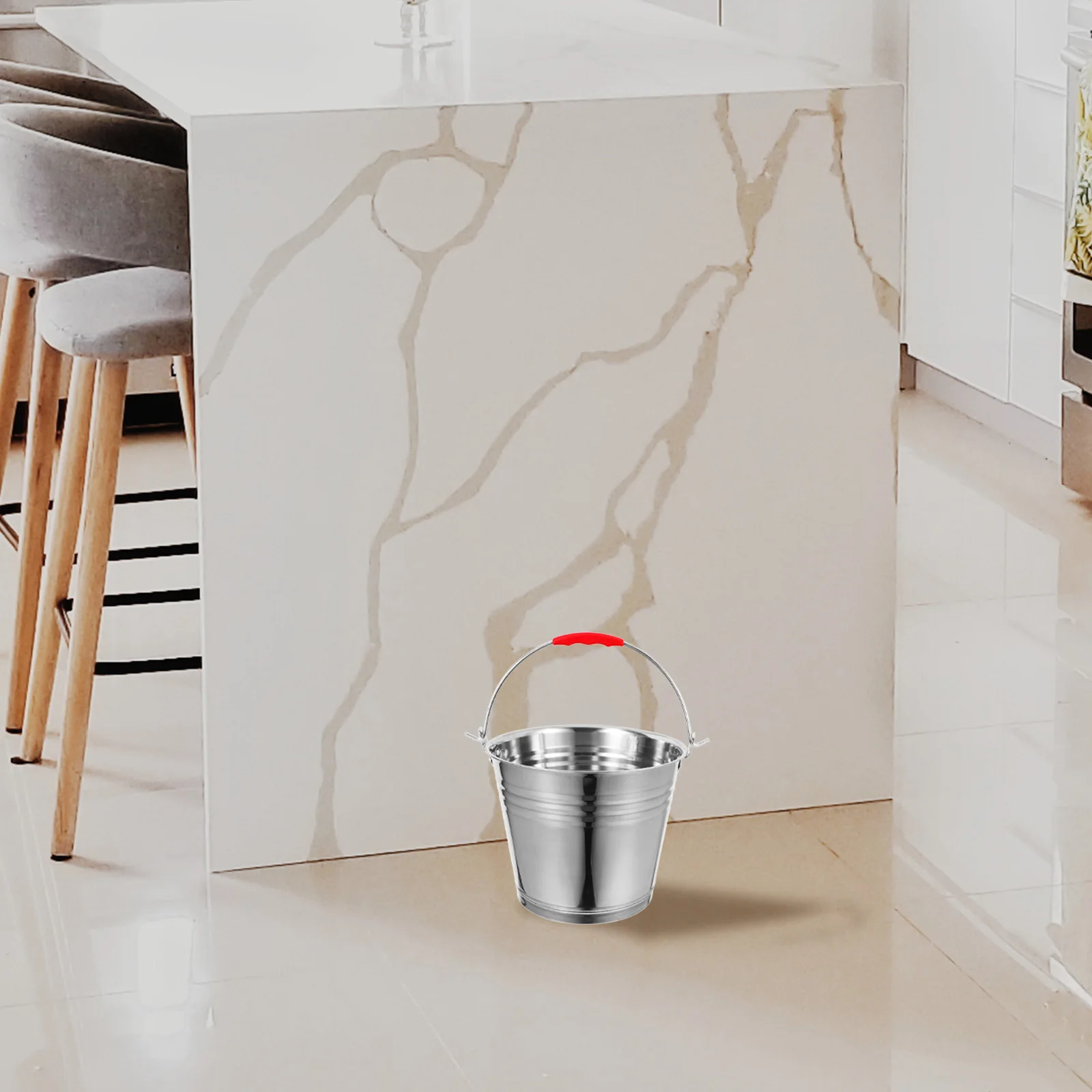 

Stainless Steel Bucket 24cm 6.0L Handled Portable Water Milk Container Corrosion Resistant Resistant Rust Proof