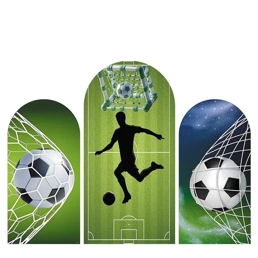 

Mehofond Custom 2-Sided Soccer Football Field Grass Boys Birthday Party Baby Shower Covers Chiara Arch Background Decor Backdrop
