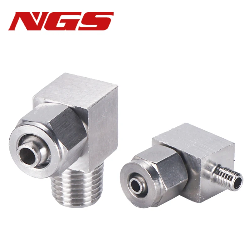 Lock Nut Type 304 Stainless Steel Quick Twist Elbow Right Angle Pneumatic Trachea PU Tube PTFE Tube Hose Connector