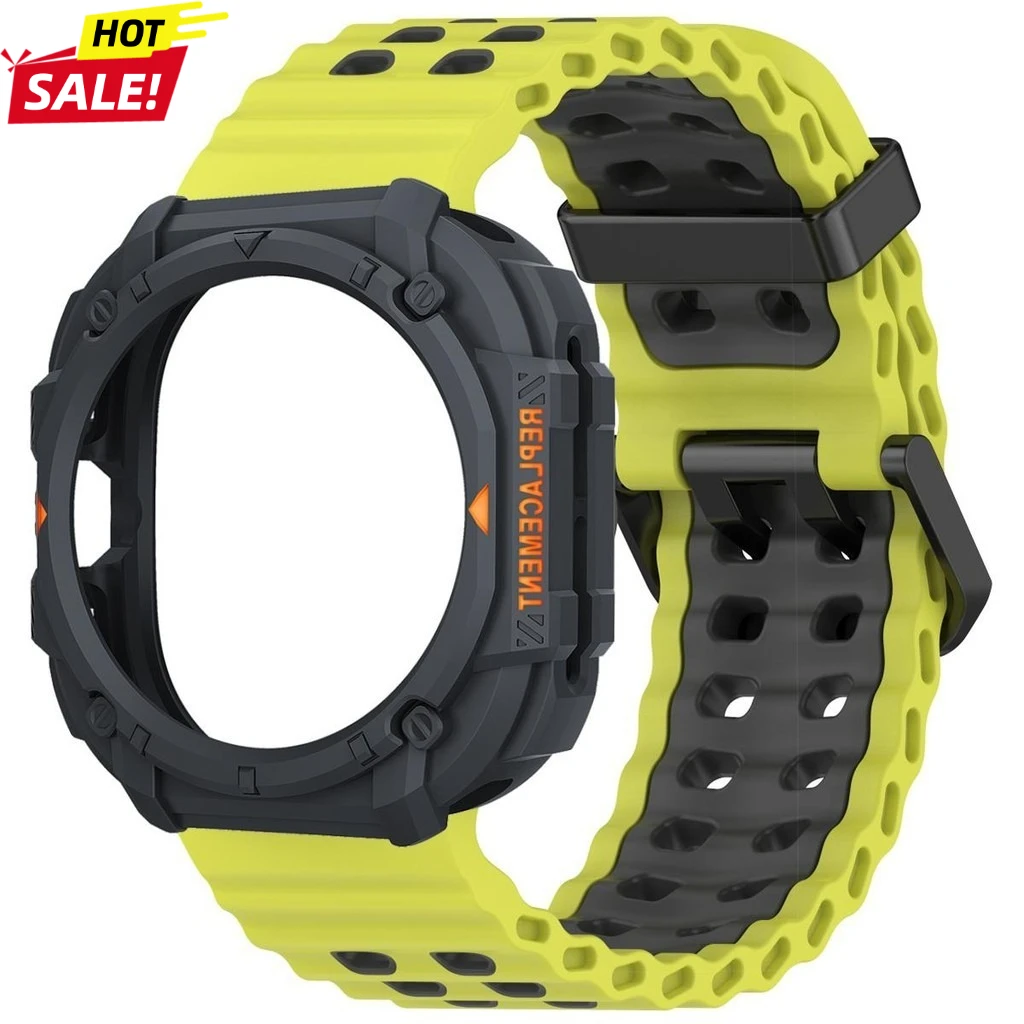 حافظة مدرعة جديدة + حزام لساعة سامسونج جالاكسي الترا (2025) 47 مللي متر الترا (2024) 47 مللي متر سوار رياضي من السيليكون سوار ساعة كوريا Ga