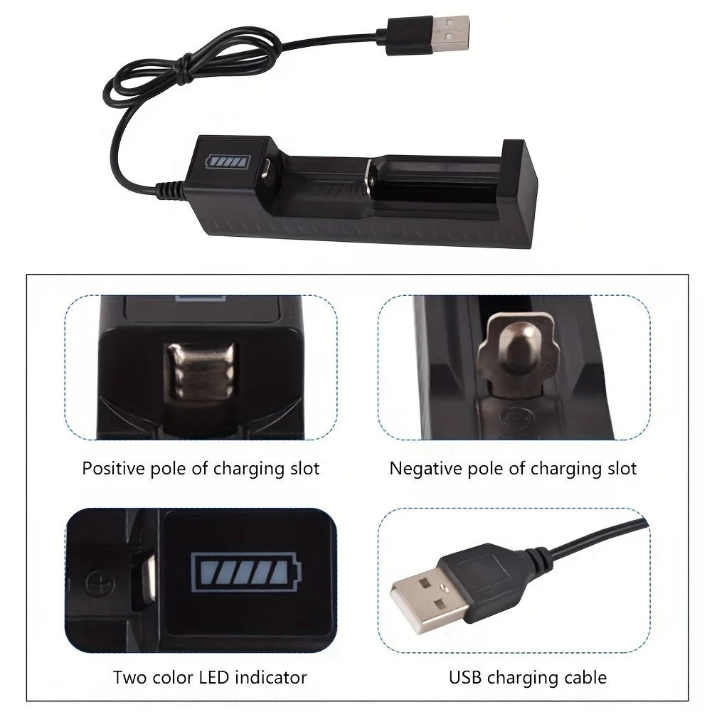 18650 Charger Charging 3.7V Li-ion Battery Charger USB Universal Smart 1 Slot Charger Lithium Batteries Charging Adapter