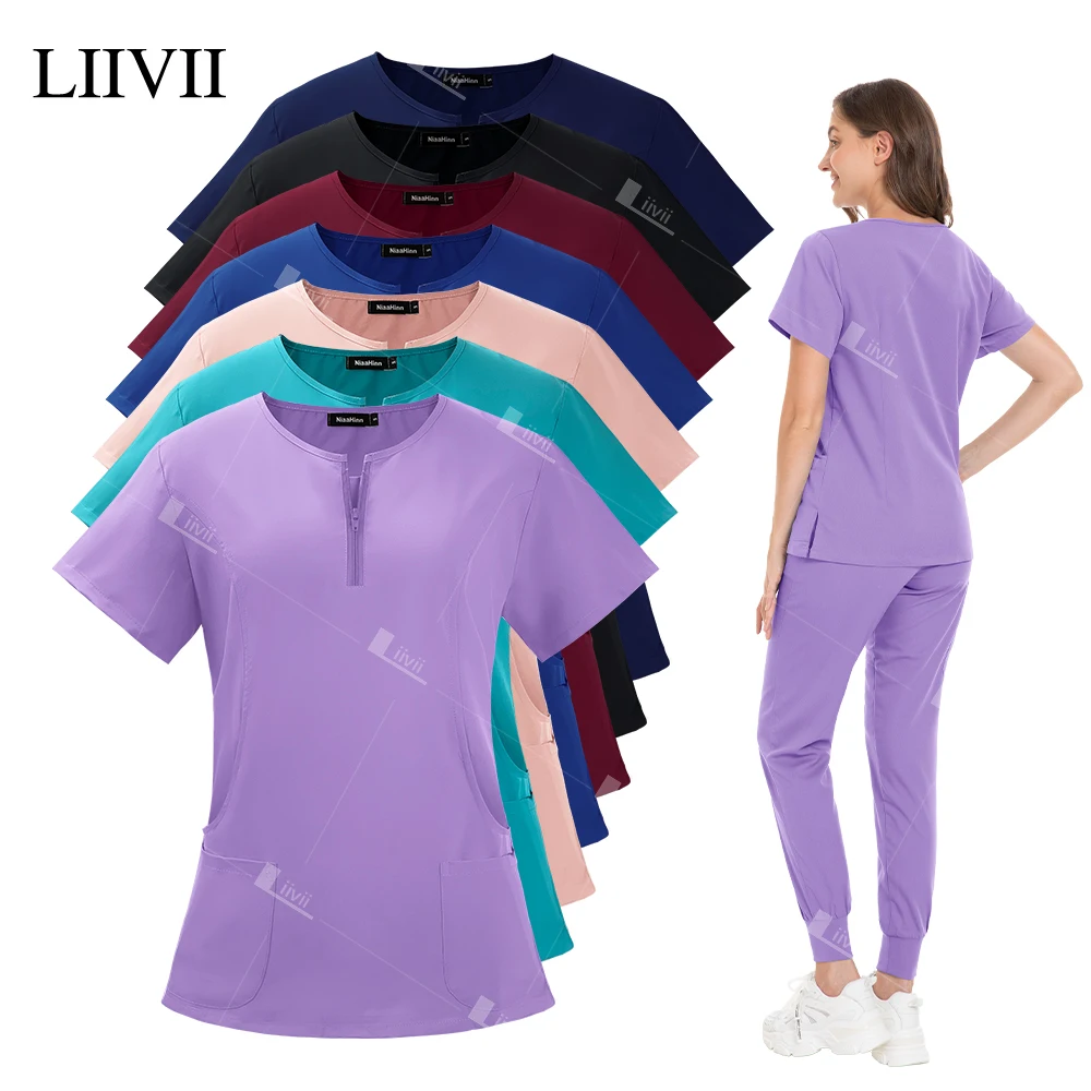 Uniforme Médico Elastic Scrub Set, Tops cirúrgicos hospitalares, Calças, Enfermeira Enfermagem Workwear, Roupas para médicos, Acessórios médicos